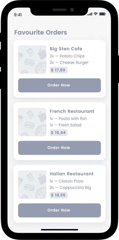 Favorite Orders page